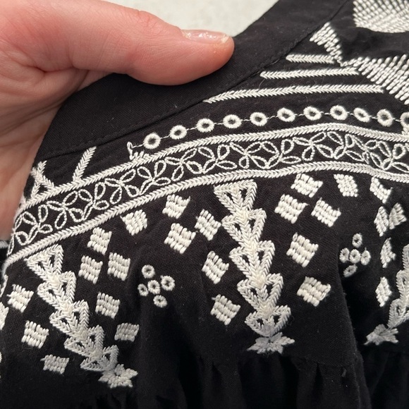 George/ Black boho dress/ Midi/  White embroidery/ Size US L - Picture 7 of 12